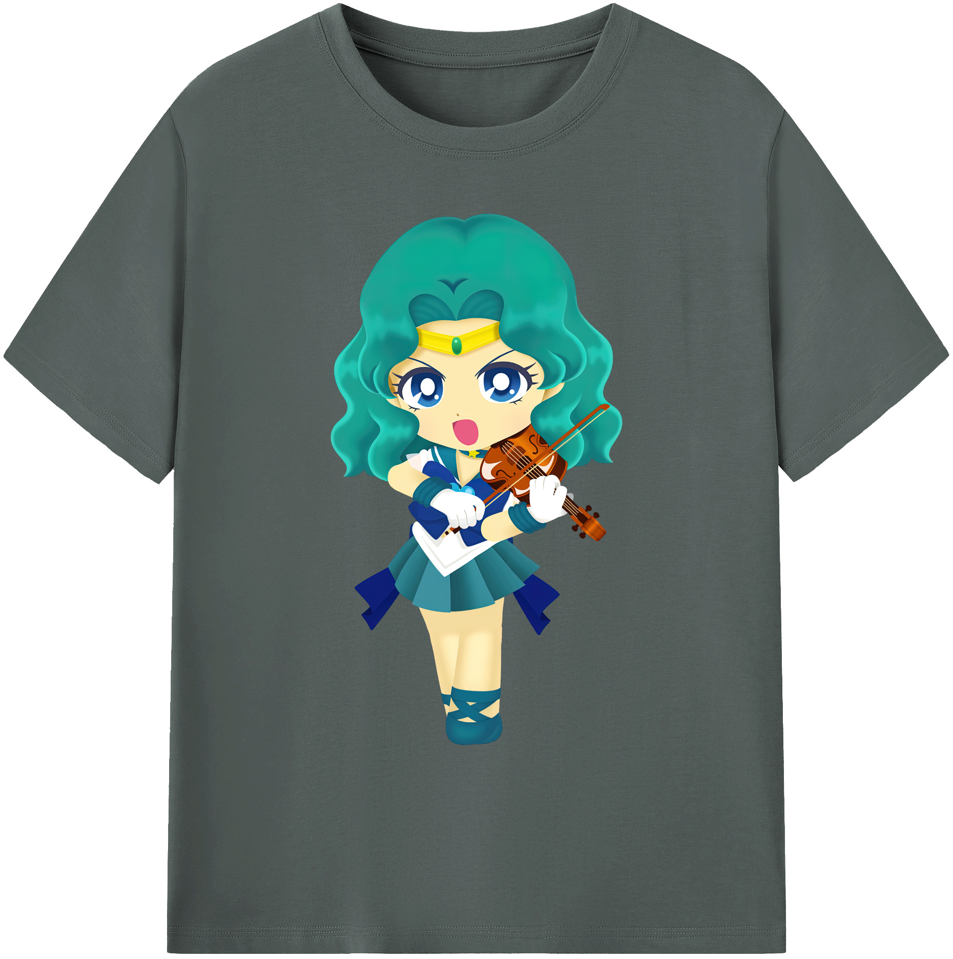 （画像用） 美少女戦士セーラームーン 海王 みちる（かいおう みちる） Sailor Moon Kaiou Michiru 綿100％ メンズ半袖Tシャツ｜肌触りやわらか＆通気性